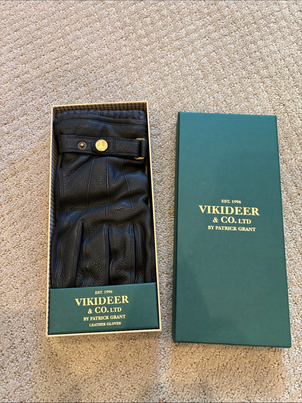 Vikideer Black Leather Men’s Gloves - Classic Driving Style